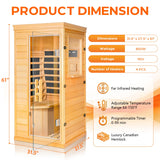 ReeQuo Far Infrared Sauna, Canadian Hemlock Wood Sauna Spa Room for Indoor,850W 110V Low EMF Saunas with Control Panel and Integrated Speakers, Mini Home Sauna Room for One Person (Wood) ReeQuo