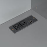 Merax Horizontal Murphy Bed Queen with Wardrobe, Queen Size Wall Murphy Bed with Small Desk, 2 Drawers, Storage Shelves and USB Charging Station, Wardrobe and Drawers Install on Left or Right, Gray Merax