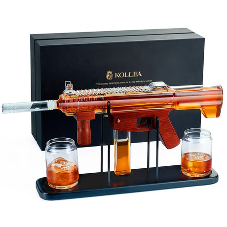 Gifts for Men Dad, Kollea Gun Whiskey Decanter Set-Limited Edition, Liquor Decanter with Bullet Shot Glass, Cool Anniversary Birthday Gift for Him Husband, Military Present for Home Bar Drinking Kollea