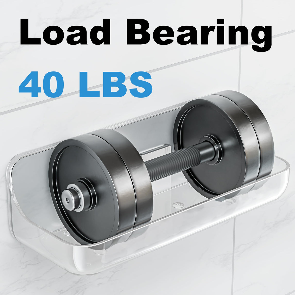 Kawfle Adhesive Shower Caddy, 2 Pack Acrylic Bathroom Shelves, No Drill Wall Mount Organizer Storage Shelf Kawfle