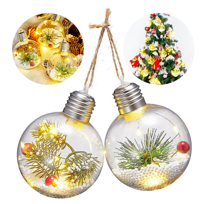 Wonnisx-2 Packs 8cm*8cm LED Christmas Tree Balls/LED Christmas Lights，Christmas Tree Decoration Ball/Glowing Transparent Christmas Balls