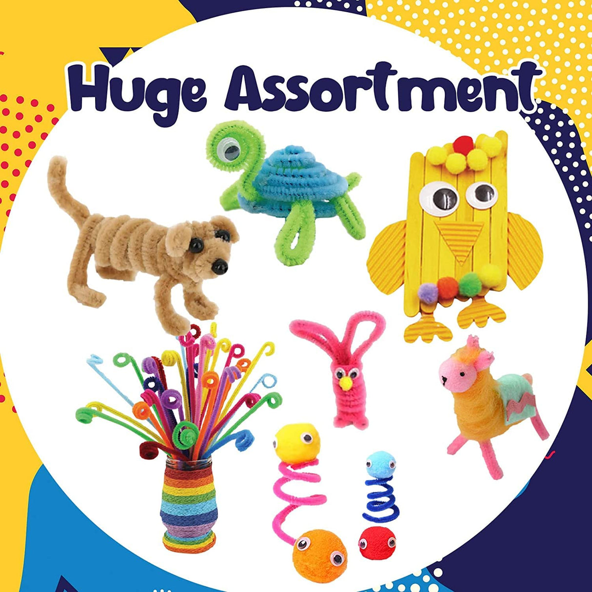 FUNZBO Arts and Crafts Supplies for Kids - Crafts for Girls with Pipe Cleaners, Construction Paper, Pom poms & Googly Eyes, Crafts for Kids Ages 4-8, School Craft Projects, Easter Gifts for Girls FUNZBO