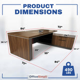 OfficeSimpli Modern L Shaped Executive Desk, 84x72x30 Inch - Made in USA – Ships Mostly Assembled – Home Office Workstation & Business Furniture, Large CEO Desk Table with Cabinets & Lockable Drawers OfficeSimpliUS