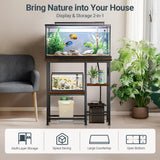 20-29-37 Gallon Fish Tank Stand with Power Outlet, Metal Aquarium Stand with Height-Adjustable Stoarge Shelves, 6-Leg Reptile Tank Stand, 400lbs Capacity PawGiant