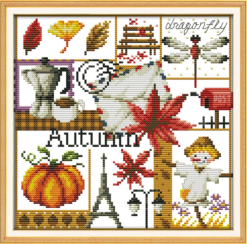 Awesocrafts 4 Pack Cross Stitch Kits, Four Seasons Easy Patterns Cross Stitching Embroidery Kit Supplies, Stamped or Counted (Four Seasons, Counted) Awesocrafts