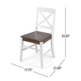 Christopher Knight Home Roshan Farmhouse Acacia Wood Dining Chairs, White / Walnut 21D x 17.75W x 35.5H Inch GDFStudio