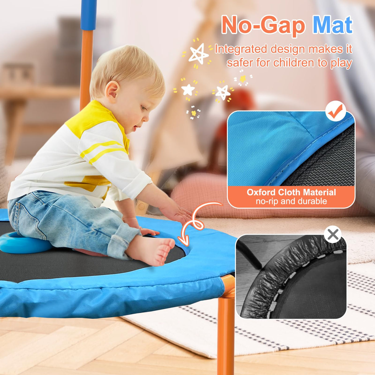 Ativafit 36inch Mini Toddler Trampoline for Kids Ages 1-6 Indoor Outdoor Folding Small Rebounder Trampoline with Foam Handle Safety Padded Cover Fun for Kids ATIVAFIT