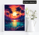 Diymood Paint by Numbers for Adults Sunset, DIY Oil Painting Lakes Acrylic Paint by Number Kits for Kids Adults Beginner for Home Wall Decor 16x20 inch Diymood