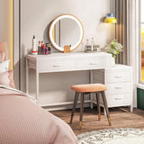 Tribesigns Computer Desk with 5 Drawers, Home Office Desks with Reversible Drawer Cabinet Printer Stand, Industrial PC Desk with Storage, White Study Writing Table Workstation for Small Spaces Tribesigns