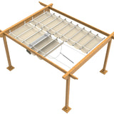 Windscreen4less 4' x 16' Waterproof Retractable Sun Shade Canopy Cover Sliding Wave Shade Sail for Pergola Patio Deck Yard Gazebo Outdoor (Beige) Windscreen4less