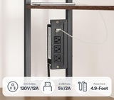 HOOBRO L Shaped Gaming Desk, Reversible Computer Desk with LED Light & Power Outlet, Corner Desk with Storage Shelves & Drawer, for Home Office, Study, Rustic Brown and Black BF18UDDN01 HOOBRO