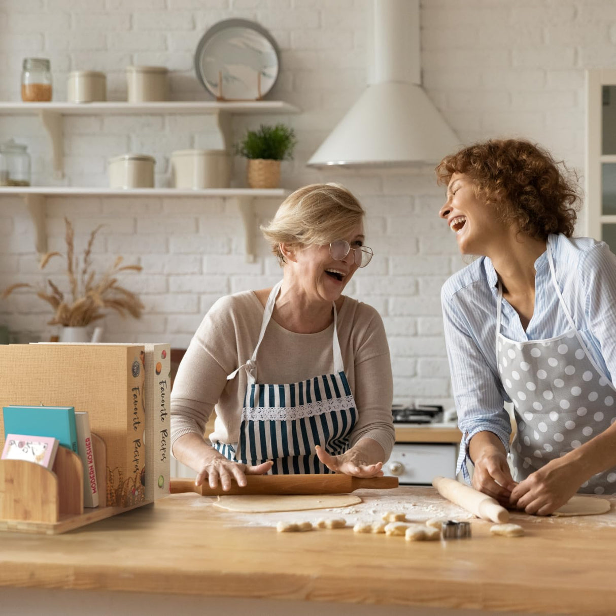 Cook Book Organizer, Recipe Holder Rack, Tabletop Stand for Convenient Cookbook Storage, 4-Slot Stand Kitchen, Binder Holder for Desk & Countertop (Bamboo, 12.6 x 8 7.72'') CraftSaints