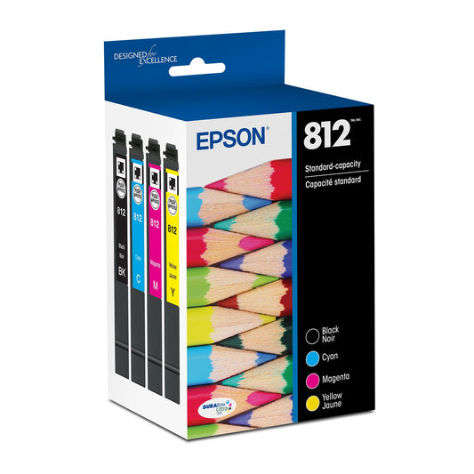 EPSON 812 DURABrite Ultra Ink Standard Capacity Black & Color Cartridge Combo Pack (T812120-BCS) Works with WorkForce Pro WF-7310, WF-7820, WF-7840, WorkForce EC-C7000