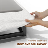 GRUSIGN Box Spring Low Profile Bed Base Matel Mattress Foundation with Cotton Washable Cover Quiet Easy Assembly Sturdy Support for All Bed Types (Black, Queen) GRUSIGN