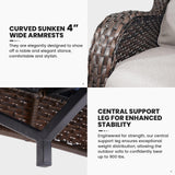 Belord Outdoor Furniture 3-Seater Rattan Sofa Patio Wicker Sofa Couch Furniture Set with Washable Cushions Belord