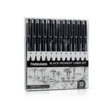 TWOHANDS Art Pens,Fineliner Ink Pens,Set of 12 Technical Drawing pen,Pigment Pen,Fine Point,Black,Waterproof,for Art Watercolor,Sketching,Anime,Manga, 902188 TWOHANDS