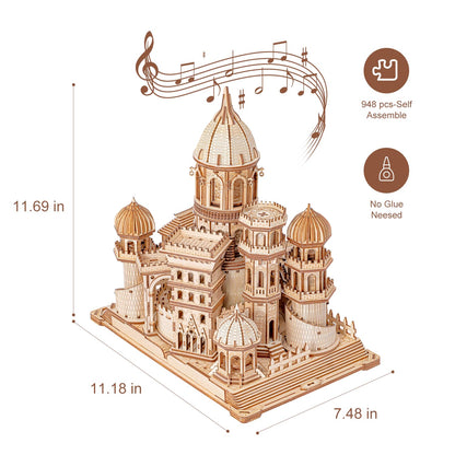 RUIFAM 3D Wooden Puzzles DIY Mechanical Wooden Wide Model Kit 1000 Pcs 3D Puzzles for Adults Teens 14+Years Puzzle Enthusiasts Box Clockwork Enchanted Castle - WoodArtSupply