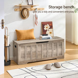 VANKILEY 47.2" Storage Chest Extra Large,Storage Trunk with 2 Safety Hinges,Wooden Storage Bench,Shoe Bench,47.2x15.7x19.1 Inch,Easy Assembly,Storage Bench for Bedroom,Living Room,entryway(Greige). VANKILEY