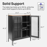 ALBAD Metal Storage Cabinet with Mesh Doors and Adjustable Shelves, Free Standing Sideboard Buffet Cabinet for Kitchen, Living Room, Dining Room, Home Office (Black) ALBAD