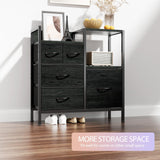Furnulem Dresser for Bedroom Organization Fabric Dresser Units with 5 Storage Drawers Sturdy 2 Tier Shelf Large Space Dresser Bedroom Dresser for Hallway Entryway Dorm Black Furnulem