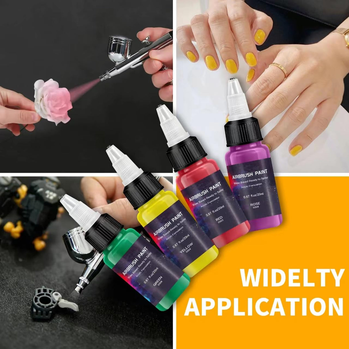 Airbrush Paint 12 Colors, Ready to Spray Airbrush Paint Set, Water-Based Acrylic Air Brush Paints for Metal, Plastic Models, Canvas, Wood, 0.67 Fl Oz/20ml EKOHERR