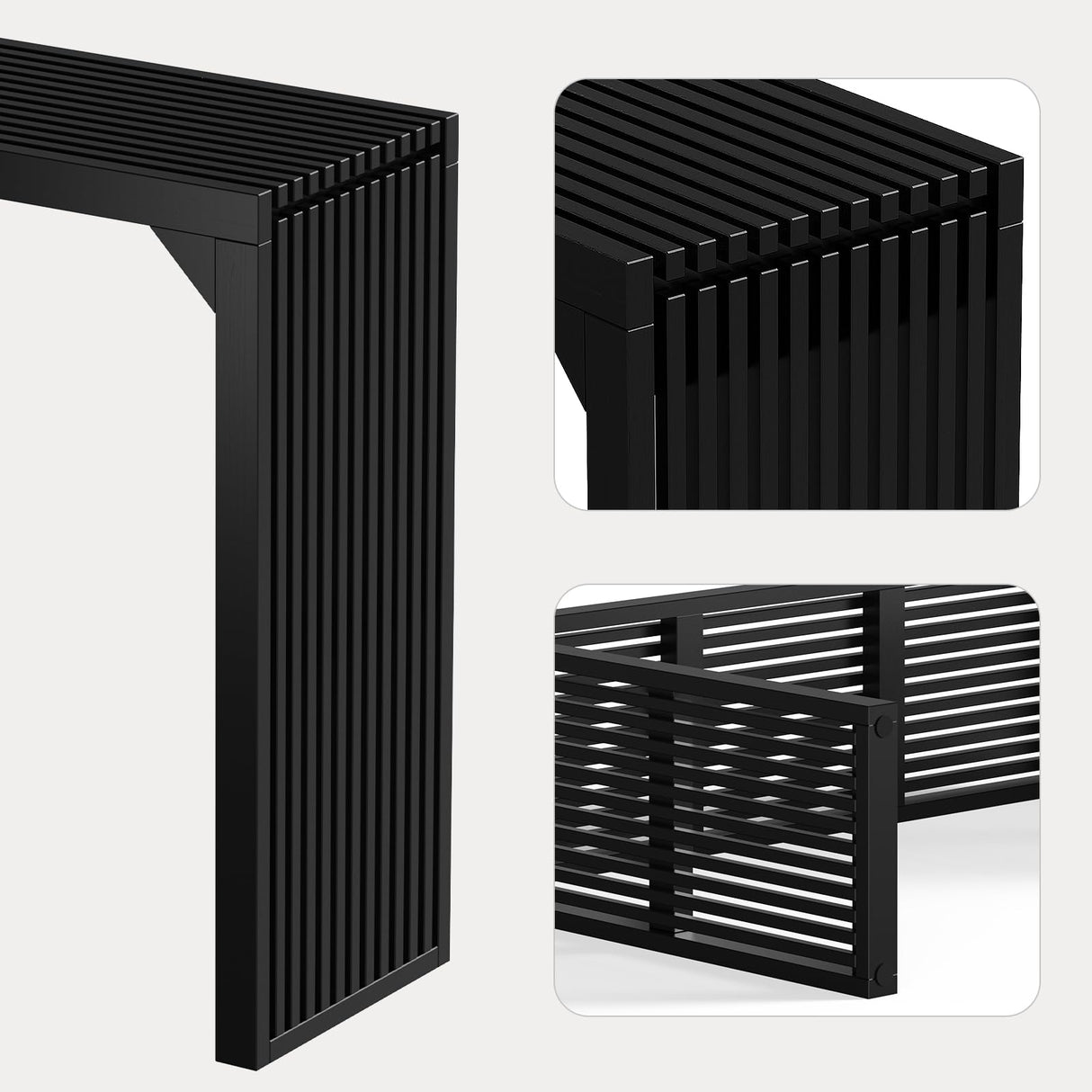 ROOMTEC Narrow Console Tables for Entryway, 46" Solid Wood Console Table Behind Couch, Farmhouse Entryway Table with Storage, Console Tables for Living Room, Hallway, Foyer (Black, Console Table) ROOMTEC