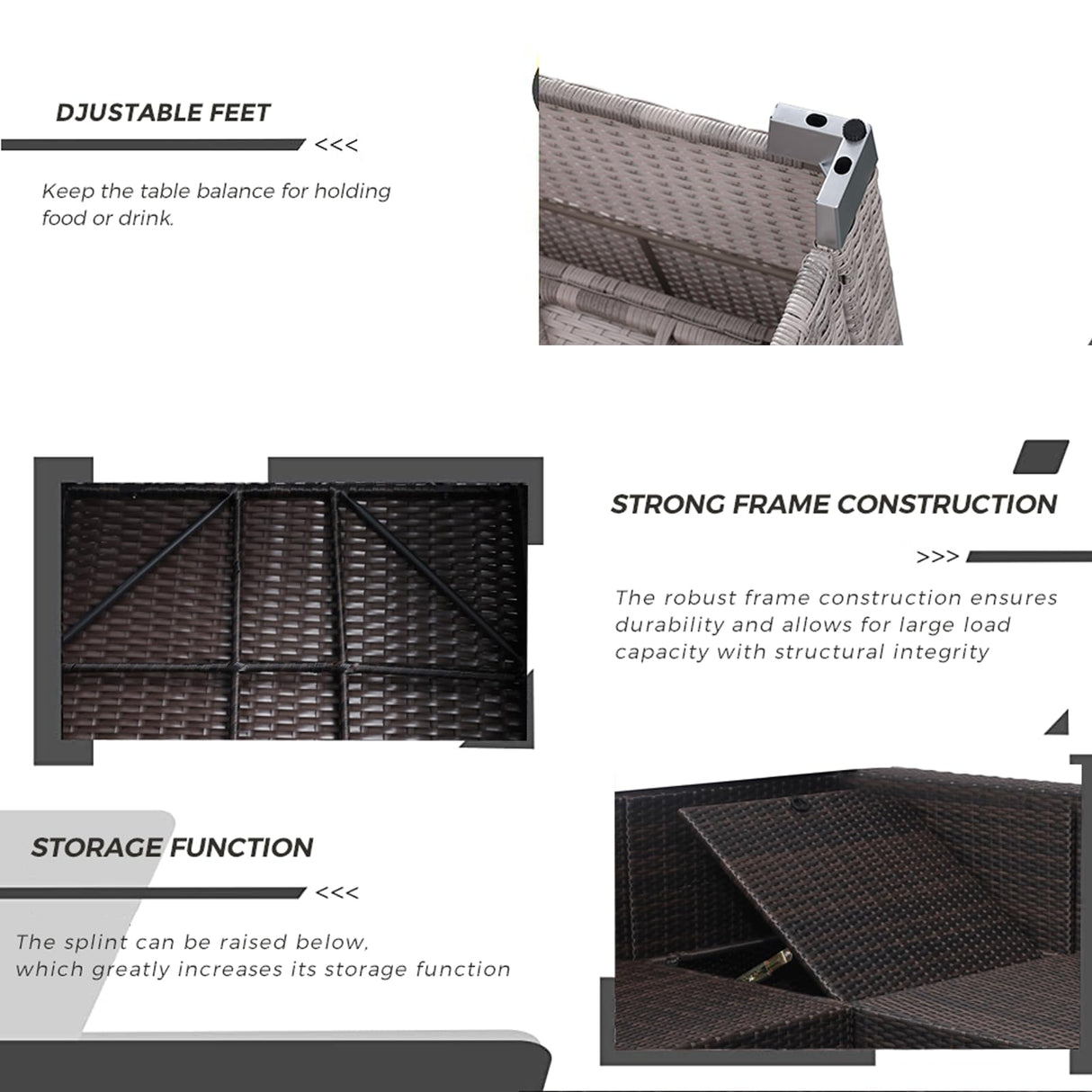 olimix Patio Furniture Set, 6 Pieces All Weather Wicker Rattan Conversation Set with Canopy, Outdoor Sectional Sofa Set w/Adjustable Backrest, Chaise Chair Daybed w/Storage Table, Grayish-White/Blue olimix