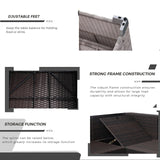 olimix Patio Furniture Set, 6 Pieces All Weather Wicker Rattan Conversation Set with Canopy, Outdoor Sectional Sofa Set w/Adjustable Backrest, Chaise Chair Daybed w/Storage Table, Grayish-White/Blue olimix