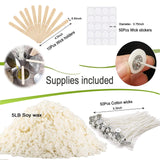 DINGPAI Soy Wax for Candle Making, 5LB Organic Soy Candle Wax Flakes Natural Candle Making Supplies,50 Cotton Wicks,50 Wick Stickers,10 Wick Holders DINGPAI