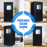 X-Vcak Portable Steam Sauna, Portable Sauna for Home, Sauna Tent Sauna Box with 2.6L Steamer, Remote Control, Folding Chair, 9 Levels, Black with Blue, 2.6’ x 2.6’ x 5.9’ X-Vcak