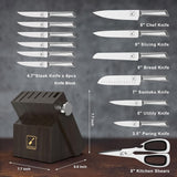Knife Sets for Kitchen with Block imarku G14 Japanese Knife Set Stainless Steel Kitchen 14pcs, Built-in Sharpener, Sharp Knives with Non-slip Ergonomic Handle - Dishwasher Safe, Home Essential Gifts imarku