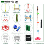 Ninja Obstacle Course for Kids Backyard - 10 Durable Obstacles and 60' Slackline - Outdoor Warrior Obstacle Playset Equipment with Gymnastic Ring, Rope Ladder, Ninja Wheel, Climbing Rope Swing Dripex