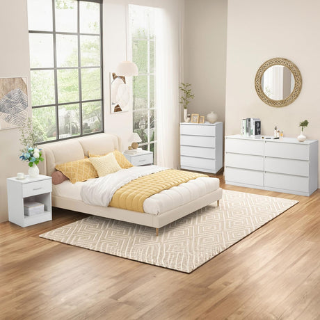 GODECOR Dresser for Bedroom, Modern Wood Dresser Chest of Drawers, No Handle Storage Cabinet for Girls, Anti-Tipping Device, Living Room, Home Office, Hallway Organizer (White, 4 Drawers) GODECOR