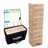 Giantville Giant Tumbling Timber Toy - Premium Pine Wood Life-Size Blocks Tower - Big Floor/Board Indoor/Outdoor Yard Game for Kids & Adults - 56-Pieces + Carry/Storage Bag - Grows to Over 4-Feet Giantville