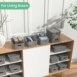 Plastic Storage Baskets with Lid-Plastic Storage Containers Stackable Storage bins: Storage Baskets for Organizing Shelves Drawers Desktop Closet Playroom Classroom Office, 8Pack-Gray,10.2x7.2x4.1Inch Ohmlove