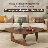 Wooden Mid-Century Modern Coffee Table,Coffee Tables for Living Room,Farmhouse Coffee Table,Simple Center Table,Rounded Corners,Easy Assembly,for Living Room Home Office(Walnut,90x58x40cm) POWRZZZY