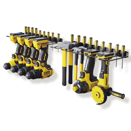 RacKeaLsi 2 Pack Drill Holder, Power Tool Organizer Wall Mount, Heavy Duty Garage Storage and Tool Organizer, Ideal Garage Organization Gifts for man, 8 Slots for Power Tools and 32 Screwdriver Rack RacKeaLsi