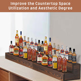 TIRYIUOU 2 Pack Bottle Display Shelf, Wood Bar Bottle Shelves,Tabletop Wine Rack,Tiered Bottle Stand, Bar Shelf Stand for Liquor, Liquor Bottle Display Shelf, Bar Display, Home Storage TIRYIUOU