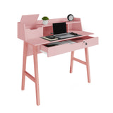 Modern Designs by Crafts and Comfort Roma Elegant Writing Desk - with Storage, Cable Holes & Drawers - Great for use as Workstation and Writing for Students in Bedroom or Dormroom - Pink 40x19x37 Modern Design By Crafts & comfort