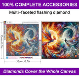 croshom Phoenix Diamond Art Kits for Adults, 5D Moon Diamond Painting Kits for Adult Beginners, DIY Full Drill Diamonds Round Dots Gem Art with Painting Kit for Home Wall Decor 14" x 14" croshom