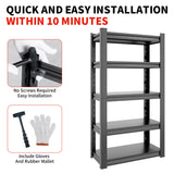 DARTIIA 72" H Garage Shelving 2500LBS Heavy Duty Storage Shelves Adjustable 5 Tier Metal Shelves for Storage Garage Industrial Shelving Utility Racks,16" D*36" W*72" H,Black DARTIIA