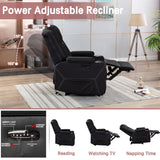 Generic SENIFIS Power Recliner Chair, Home Theater Seating Movie Theater Chairs with Adjustable Headrest, Reclining Chair for Living Room with LED Light, USB Port, Storage Armrest (Black) Generic