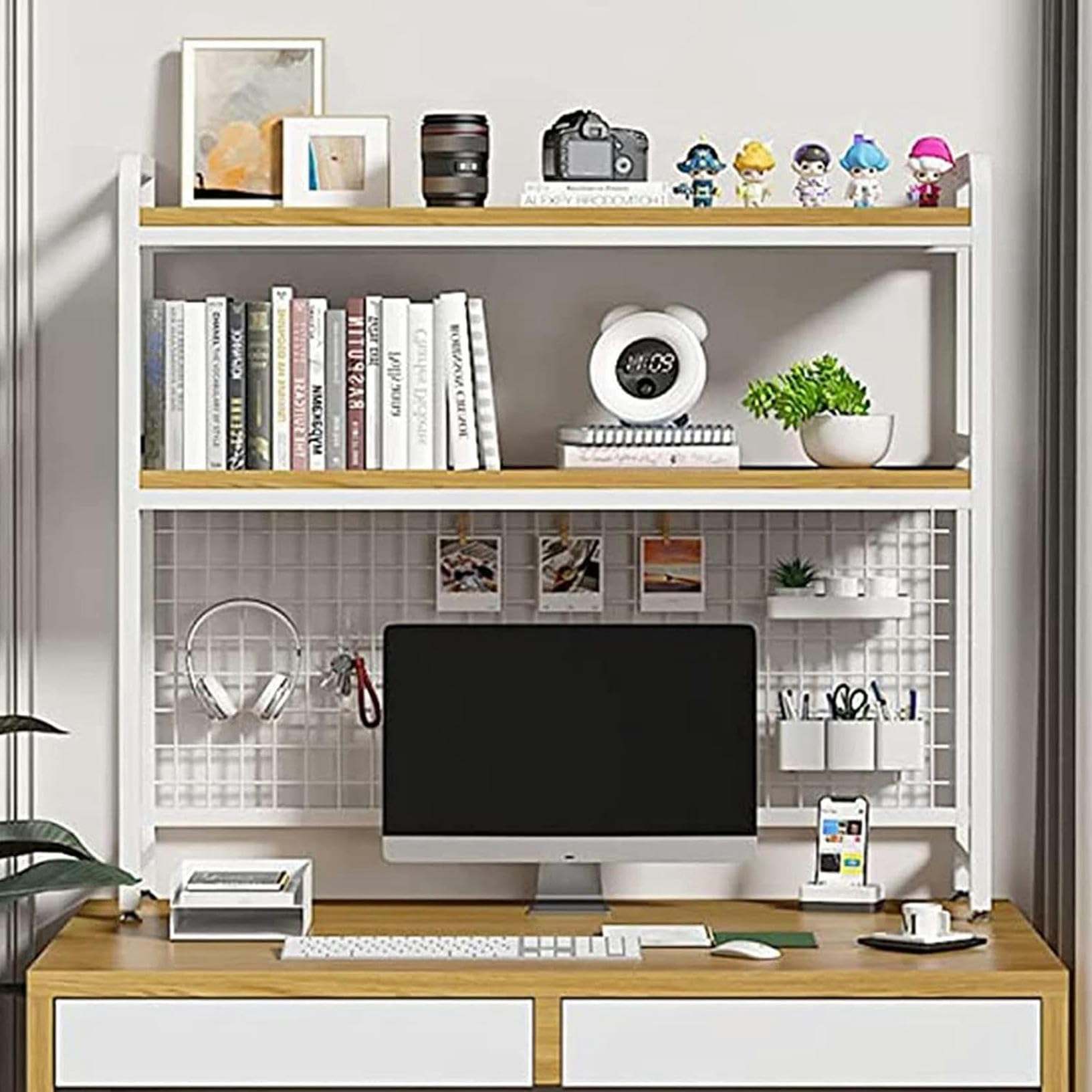 2-Tier Metal Desktop Bookshelf for Stylish Office and Dorm Storage - WoodArtSupply