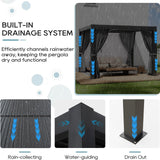 Outdoor Louvered Pergola 10' x 10', Aluminum Louvered Pergola with Adjustable Roof, Adjustable Pergolas for Outdoor Deck, Patio, Lawn & Garden GS CHIER