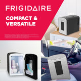 Frigidaire Portable 9-Can Mini Cooler Fridge, 5L, Brushed Stainless Rugged, Window, EFMIS189-SS, Clear Door, Glass Frigidaire