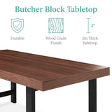 Best Choice Products 44in Modern Coffee Table Butcher Block Top Large Accent Table, Rectangular Wood Industrial Rustic Coffee Table for Living Room w/ 2in Metal Legs, 3in Tabletop - Brown Best Choice Products
