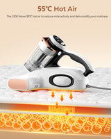 JIGOO Bed Vacuum Cleaner with Dust Sensor, Mattress Vacuum Cleaner with UV & Ultrasonic and High Heating, 13Kpa Suction 500W Powerful Double-Cup Handheld Vacuums (J300, Corded) JIGOO