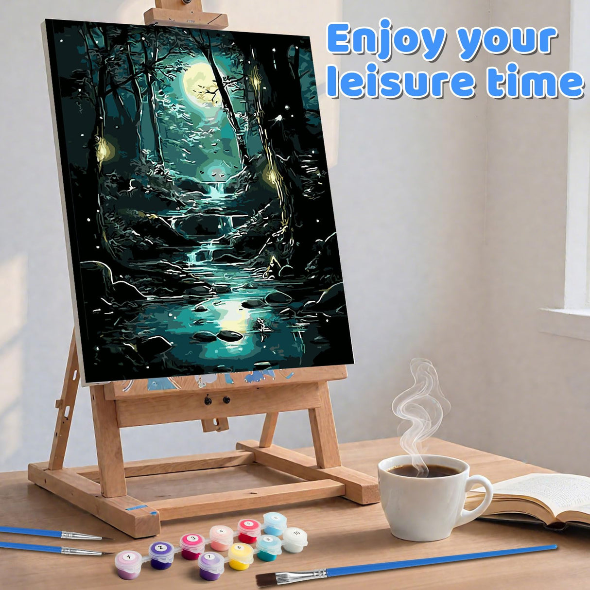 EMIEAUFG Creative Paint by Number Kit for Adults,Dark Forest DIY Paint by Numbers Set for Home Decor and Gifting - 12x16 Inch EMIEAUFG