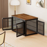 Snuowu 48" Heavy Duty Dog Crate Furniture for Small,Medium and Large Dogs,Rustic Wooden Dog Cage Kennel Indoor Furniture with Waterproof Top,Decorative Pet House Side End Table (Black & Wood) Snuowu
