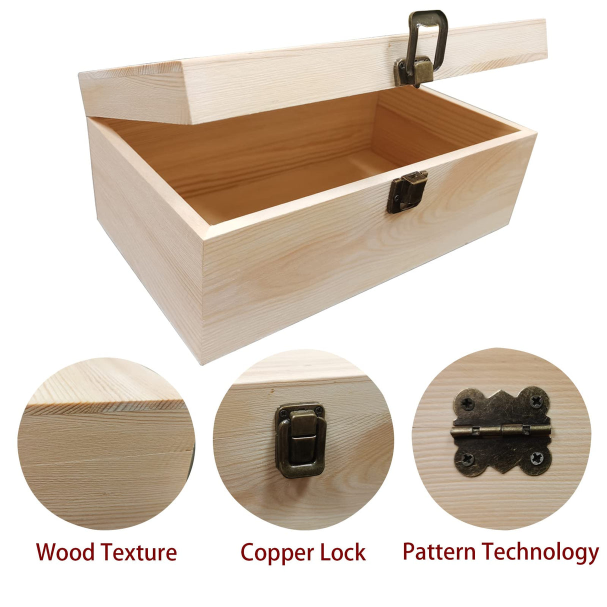 Wooden Boxes for Crafts, Natural Wooden Boxes, Reusable Wooden Boxes for Art and DIY Hobbies, Jewelry Boxes and Wooden Gift Boxes for Home Storage YXFZPAN